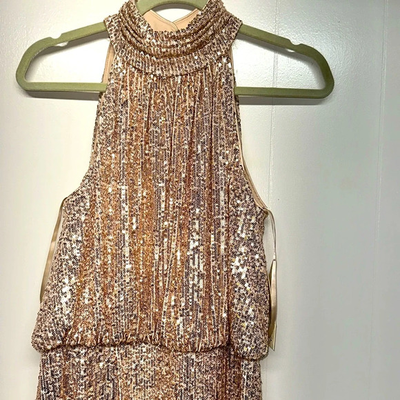 Eliza J Rose Gold Sequin Halter Dress - Picture 7 of 14